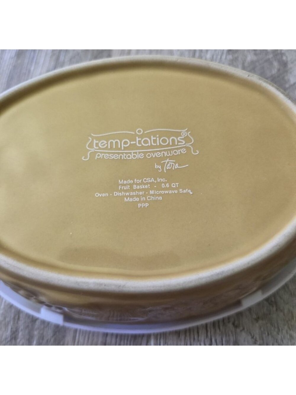 Temp-Tations Fruit Basket Yellow Ceramic Oval Casserole Baking Dish 0.6 QT Lid - Picture 4 of 15